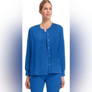 Healing Hands Women Scrub HH Works Megan Jacket 5500 ROYAL Snap Buttons 5 Pocket